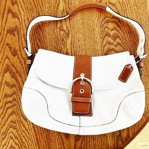 Vintage Coach Soho White Leather Flap 9248 Hobo